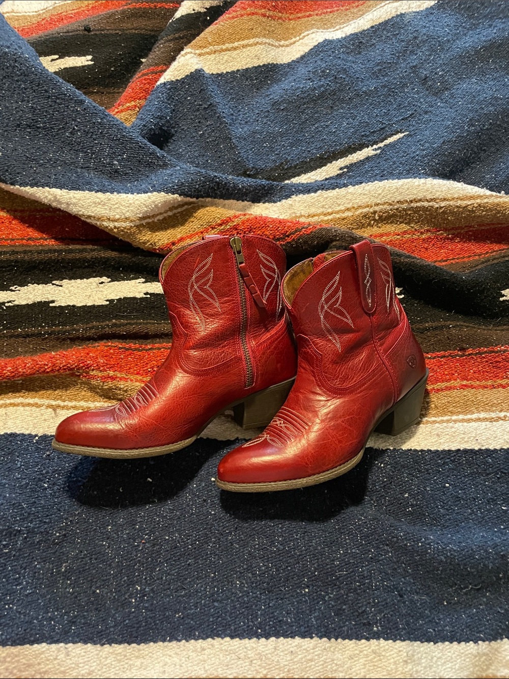 Ariat Red Leather Western Ankle Boots - Picture 7 of 7